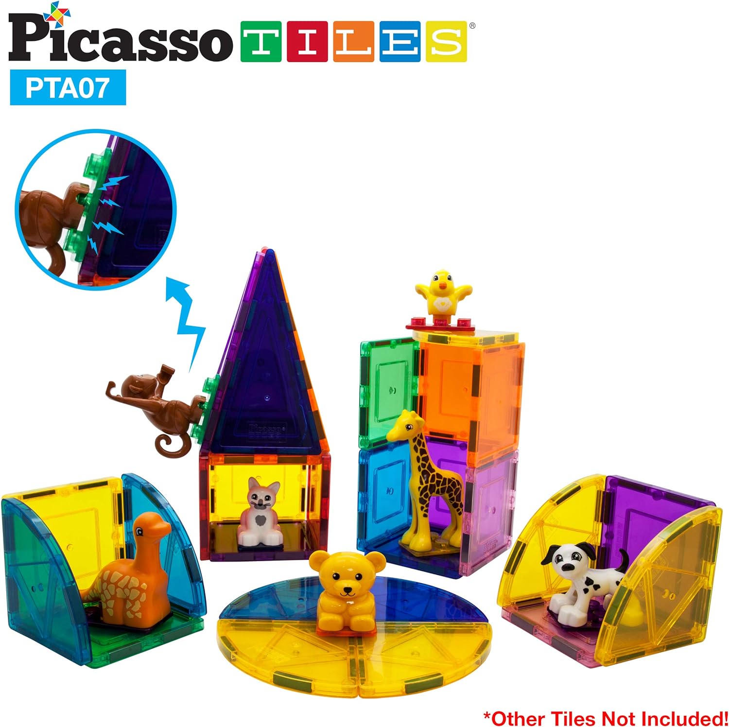 PicassoTiles 7pc Magnetic Animal Action Figure Set for Magnet Building Block Educational STEM Learning Kit Construction Toy Pretend Playset Child Brain Development HandEye Coordination Training PTA07PicassoTiles 7pc Magnetic Animal Action Figure Set for Magnet Building Block Educational STEM Learning Kit Construction Toy Pretend Playset Child Brain Development HandEye Coordination Training PTA07