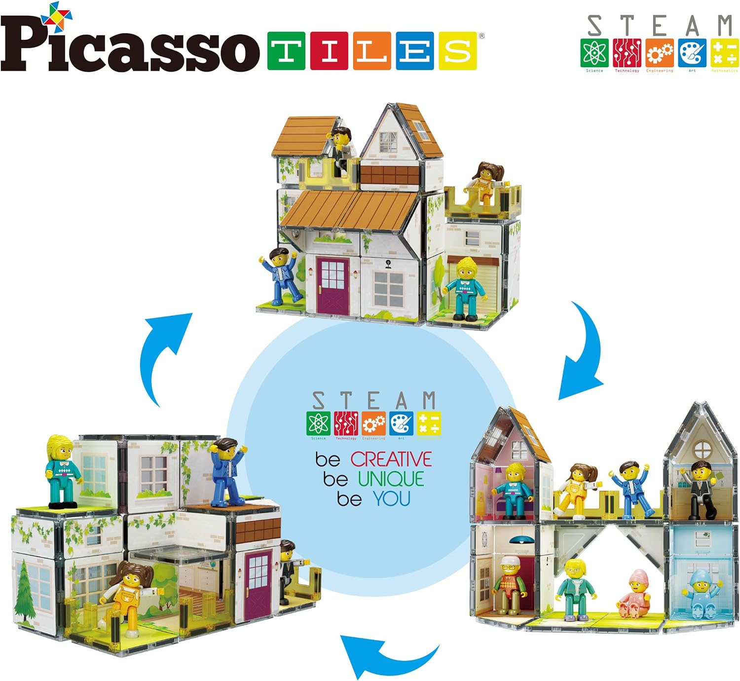 PicassoTiles Magnet Tile Building Block Family Homestead Doll House Theme Playset 8 Character Action Figures Double Sided Magnetic Tiles Printing STEM Education Learning Kit Toy Set Kids Ages 3 PTQ06PicassoTiles Magnet Tile Building Block Family Homestead Doll House Theme Playset 8 Character Action Figures Double Sided Magnetic Tiles Printing STEM Education Learning Kit Toy Set Kids Ages 3 PTQ06