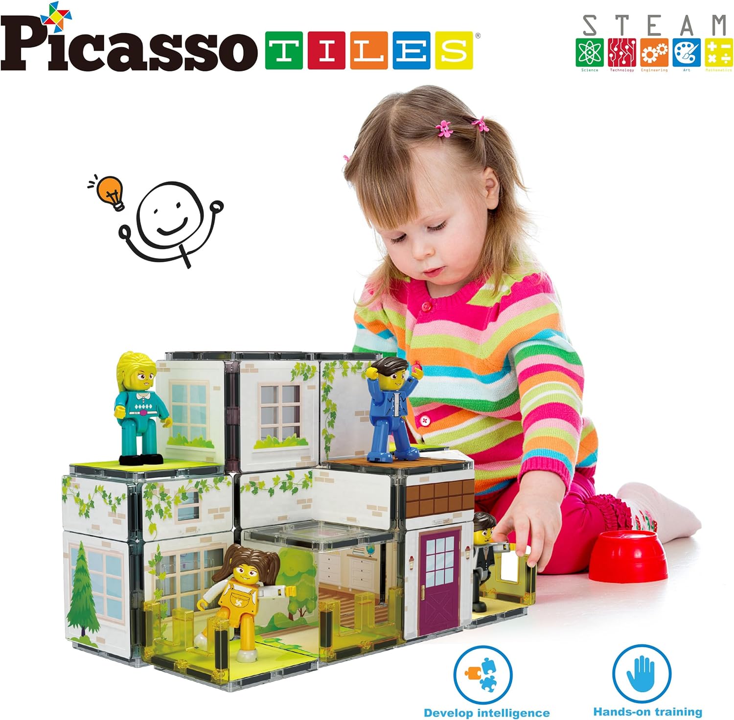 PicassoTiles Magnet Tile Building Block Family Homestead Doll House Theme Playset 8 Character Action Figures Double Sided Magnetic Tiles Printing STEM Education Learning Kit Toy Set Kids Ages 3 PTQ06PicassoTiles Magnet Tile Building Block Family Homestead Doll House Theme Playset 8 Character Action Figures Double Sided Magnetic Tiles Printing STEM Education Learning Kit Toy Set Kids Ages 3 PTQ06