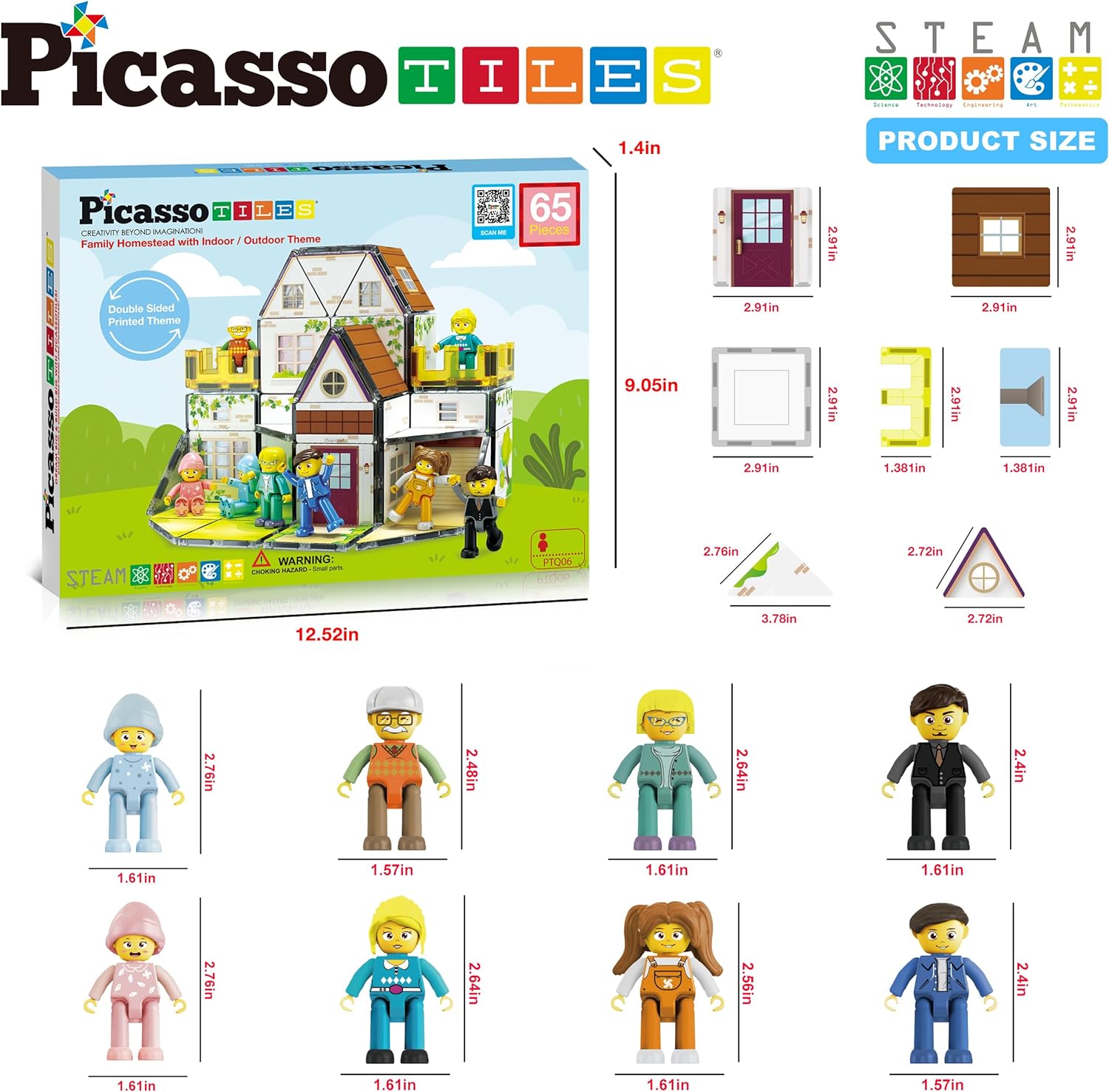 PicassoTiles Magnet Tile Building Block Family Homestead Doll House Theme Playset 8 Character Action Figures Double Sided Magnetic Tiles Printing STEM Education Learning Kit Toy Set Kids Ages 3 PTQ06PicassoTiles Magnet Tile Building Block Family Homestead Doll House Theme Playset 8 Character Action Figures Double Sided Magnetic Tiles Printing STEM Education Learning Kit Toy Set Kids Ages 3 PTQ06
