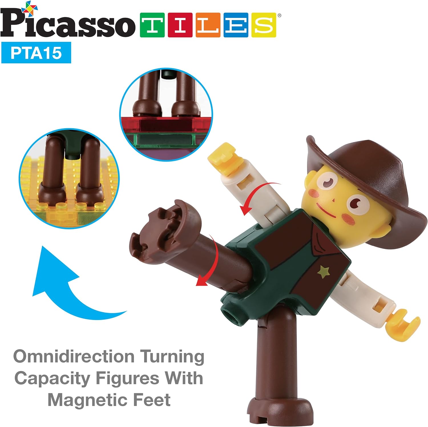 PicassoTiles Magnetic 15 Piece Character Action Figures Toddler Toy Set Magnet Expansion Variety Pack Educational Addon STEM Learning Kit Pretend Playset for Construction Building Block Tiles PTA1515 Characters