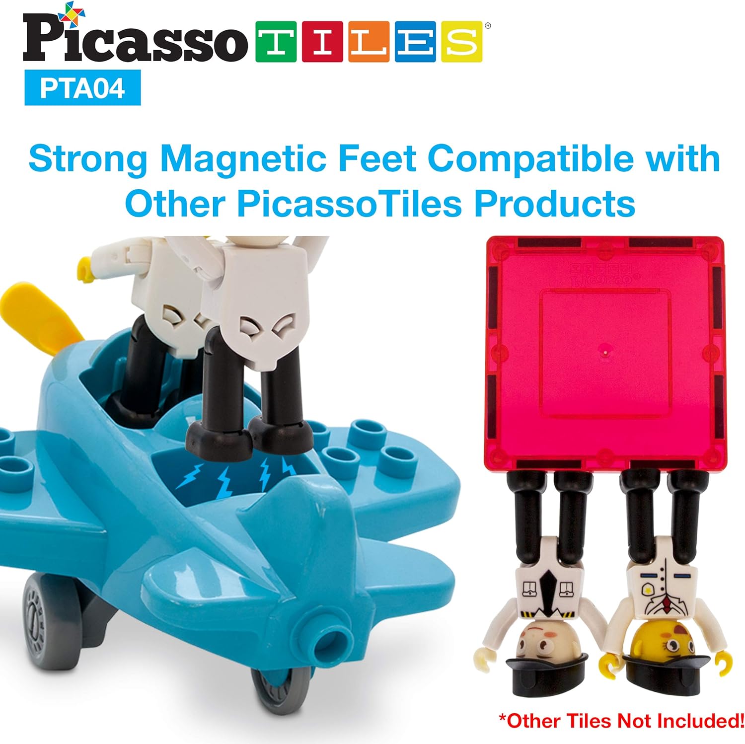 PicassoTiles Magnetic 15 Piece Character Action Figures Toddler Toy Set Magnet Expansion Variety Pack Educational Addon STEM Learning Kit Pretend Playset for Construction Building Block Tiles PTA15Aircraft