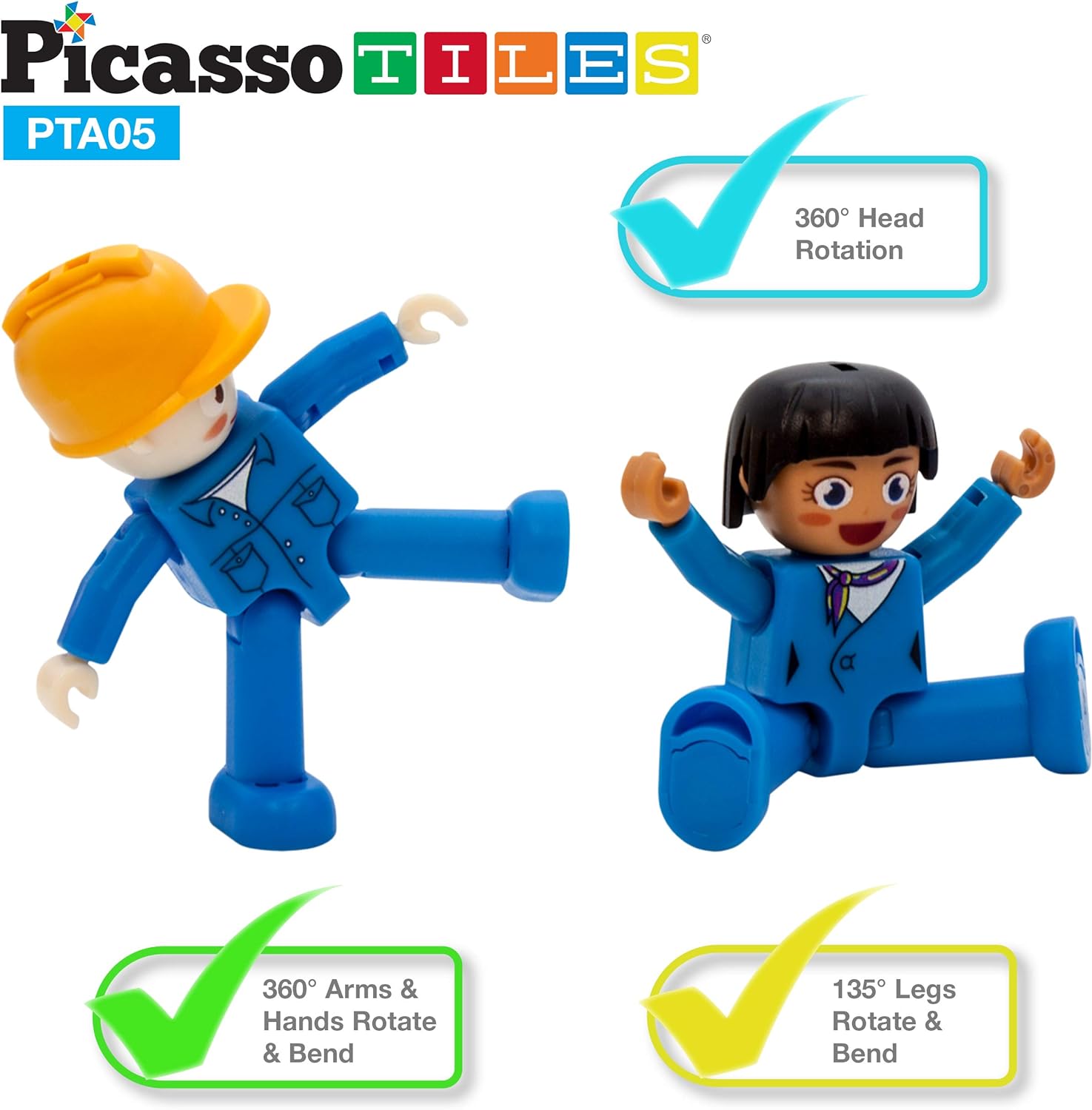 PicassoTiles Magnetic 15 Piece Character Action Figures Toddler Toy Set Magnet Expansion Variety Pack Educational Addon STEM Learning Kit Pretend Playset for Construction Building Block Tiles PTA15Vehicle