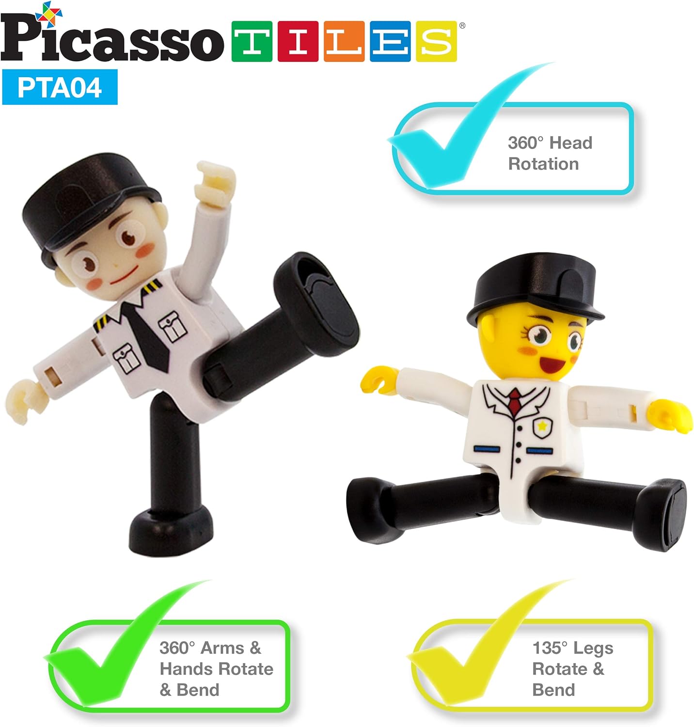 PicassoTiles Magnetic 15 Piece Character Action Figures Toddler Toy Set Magnet Expansion Variety Pack Educational Addon STEM Learning Kit Pretend Playset for Construction Building Block Tiles PTA15Aircraft