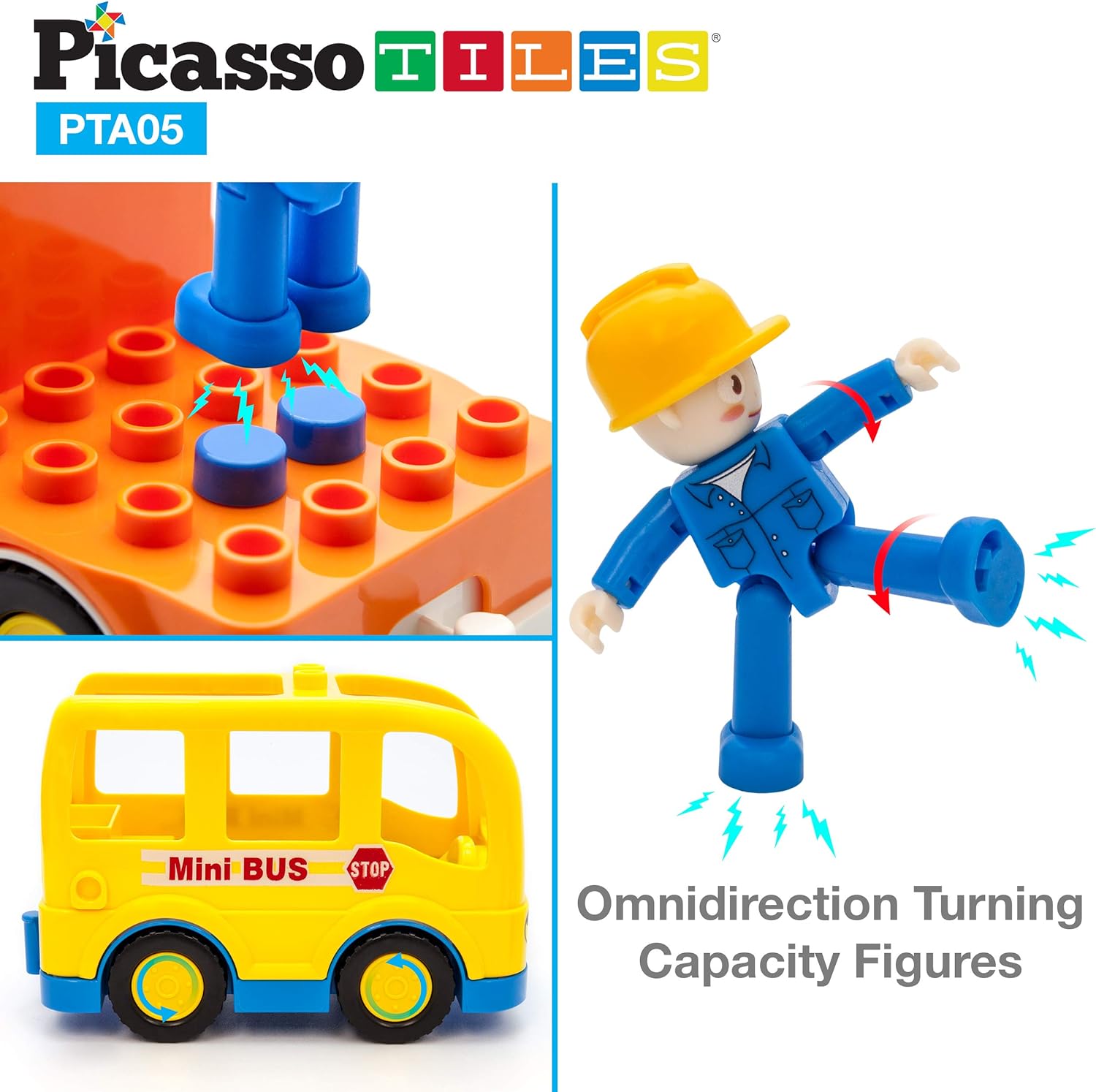 PicassoTiles Magnetic 15 Piece Character Action Figures Toddler Toy Set Magnet Expansion Variety Pack Educational Addon STEM Learning Kit Pretend Playset for Construction Building Block Tiles PTA15Vehicle