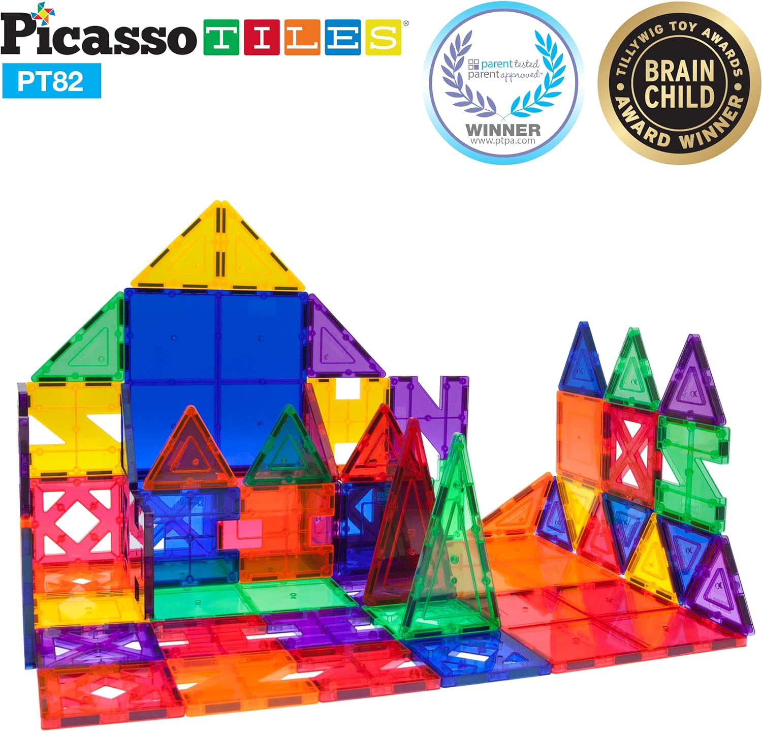 PicassoTiles PT82 Creativity Set Magnet Building Tiles Clear Color Magnetic 3D Building Block  Creativity Beyond Imagination Educational Inspirational Conventional RecreationalPicassoTiles PT82 Creativity Set Magnet Building Tiles Clear Color Magnetic 3D Building Block  Creativity Beyond Imagination Educational Inspirational Conventional Recreational