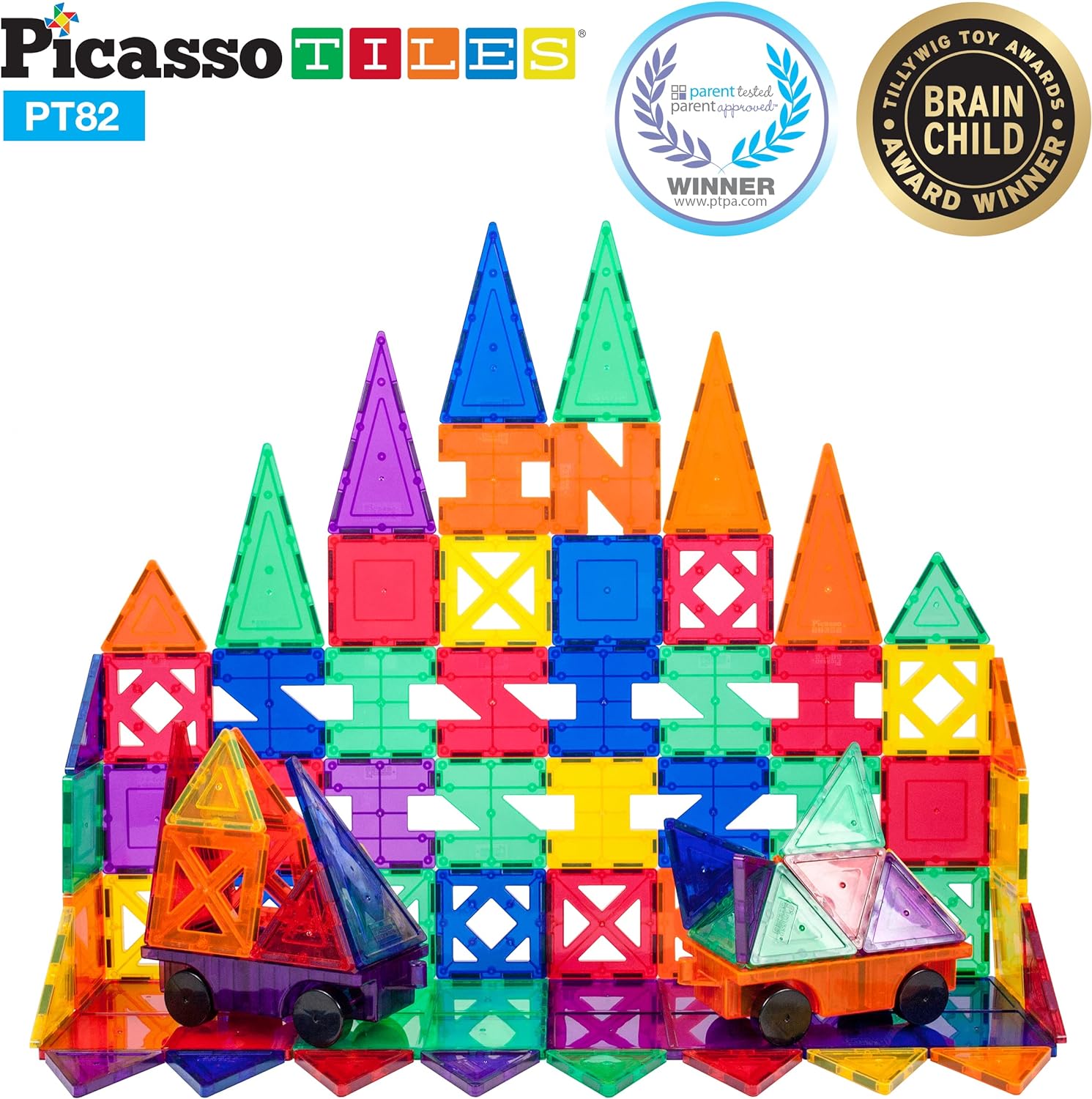 PicassoTiles PT82 Creativity Set Magnet Building Tiles Clear Color Magnetic 3D Building Block  Creativity Beyond Imagination Educational Inspirational Conventional RecreationalPicassoTiles PT82 Creativity Set Magnet Building Tiles Clear Color Magnetic 3D Building Block  Creativity Beyond Imagination Educational Inspirational Conventional Recreational