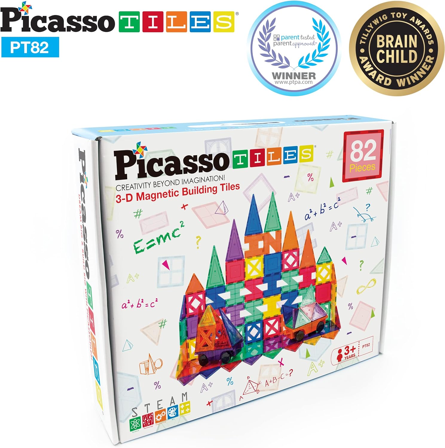 PicassoTiles PT82 Creativity Set Magnet Building Tiles Clear Color Magnetic 3D Building Block  Creativity Beyond Imagination Educational Inspirational Conventional RecreationalPicassoTiles PT82 Creativity Set Magnet Building Tiles Clear Color Magnetic 3D Building Block  Creativity Beyond Imagination Educational Inspirational Conventional Recreational