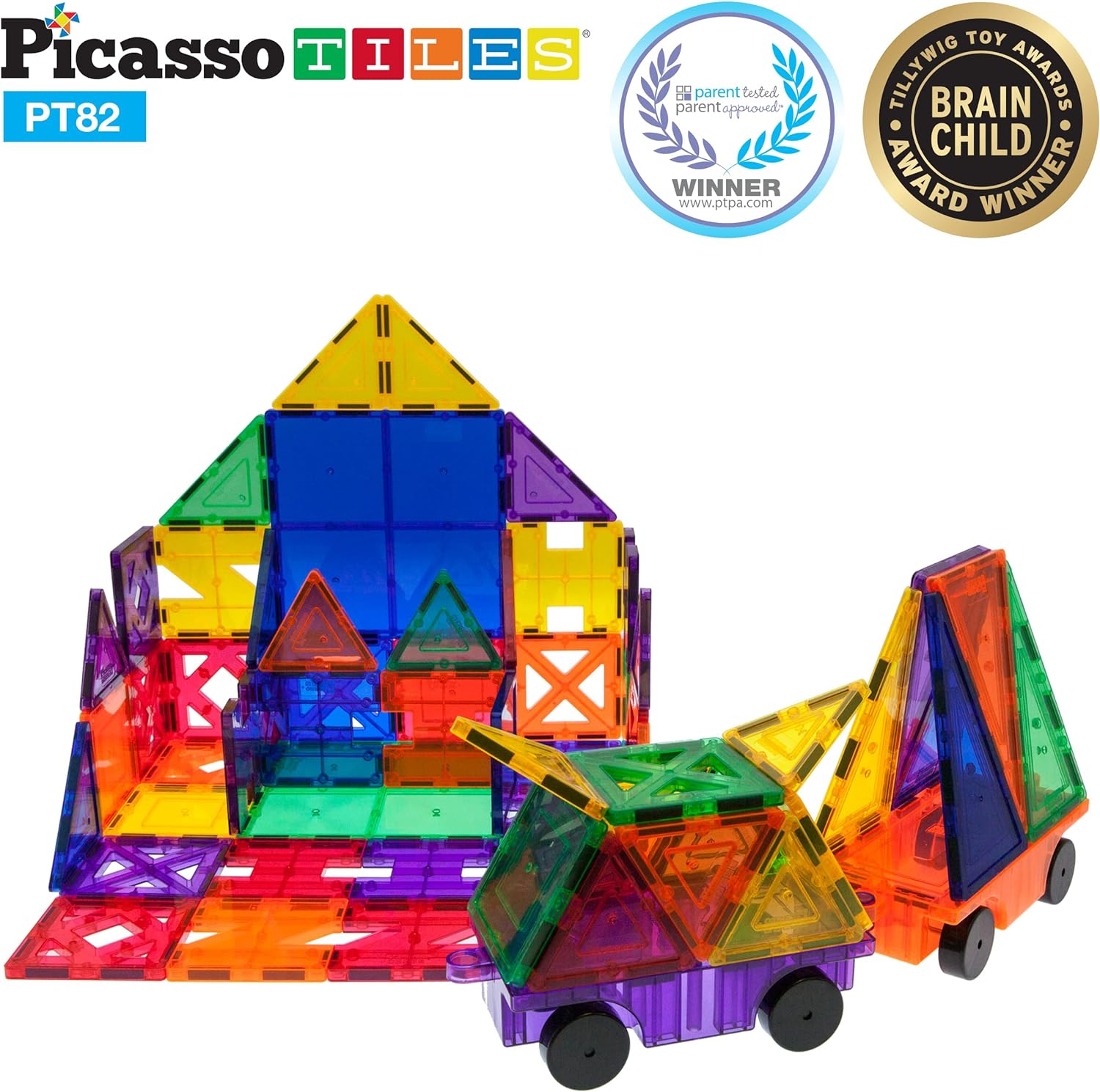 PicassoTiles PT82 Creativity Set Magnet Building Tiles Clear Color Magnetic 3D Building Block  Creativity Beyond Imagination Educational Inspirational Conventional RecreationalPicassoTiles PT82 Creativity Set Magnet Building Tiles Clear Color Magnetic 3D Building Block  Creativity Beyond Imagination Educational Inspirational Conventional Recreational