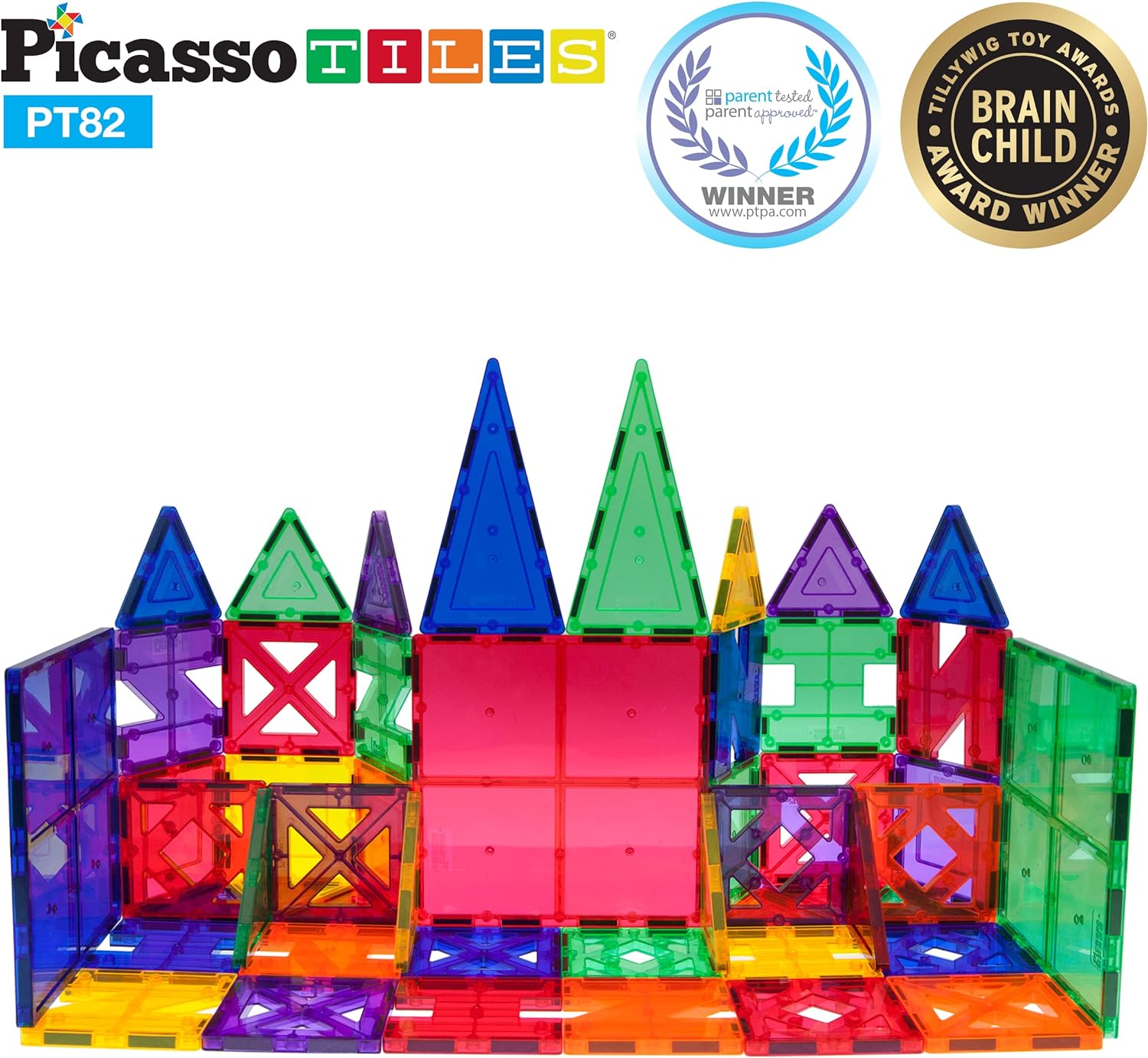 PicassoTiles PT82 Creativity Set Magnet Building Tiles Clear Color Magnetic 3D Building Block  Creativity Beyond Imagination Educational Inspirational Conventional RecreationalPicassoTiles PT82 Creativity Set Magnet Building Tiles Clear Color Magnetic 3D Building Block  Creativity Beyond Imagination Educational Inspirational Conventional Recreational