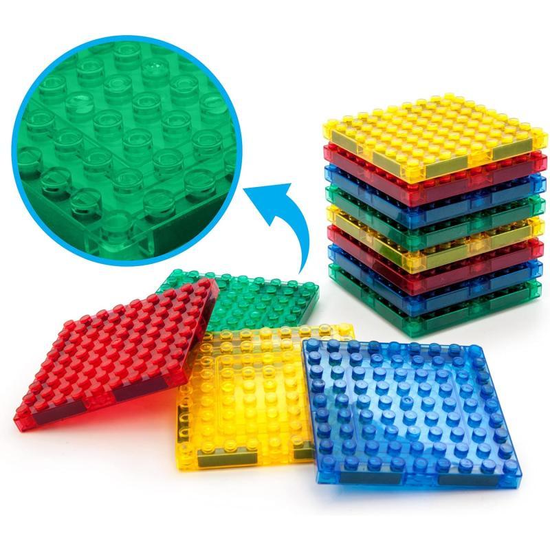 PicassoTiles 12pcs Magnetic Brick Tiles STEM Creative Magnetic Tiles Building Block Set Building Brick Construction Toy Socket Spikes Toys Accessory Educational Imaginative Learning Kit Stacking SetPTL02