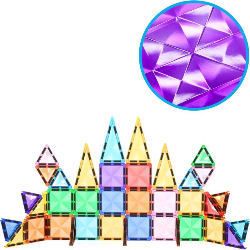 PicassoTiles 30 Piece Magnetic Tiles Building Blocks Mini Size Diamond Series Magnet Toys Travel Size OnTheGo Magnet Construction Sensory Toys Gifts Educational Set STEM Learning Kit Playset PTM3040pc