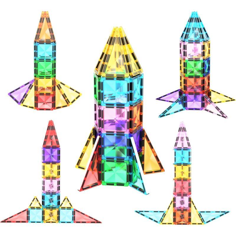 PicassoTiles 30 Piece Magnetic Tiles Building Blocks Mini Size Diamond Series Magnet Toys Travel Size OnTheGo Magnet Construction Sensory Toys Gifts Educational Set STEM Learning Kit Playset PTM3030pc