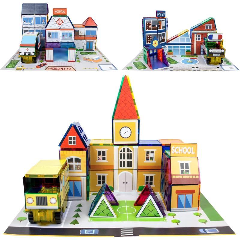 PicassoTiles 3in1 Theme Set School Hospital Police Station Magnet Self Adhesive Backing StickOn Sheet Combo w Car Magnet Building Block Playset STEM Learning Construction Brain Development KitPicassoTiles 3in1 Theme Set School Hospital Police Station Magnet Self Adhesive Backing StickOn Sheet Combo w Car Magnet Building Block Playset STEM Learning Construction Brain Development Kit