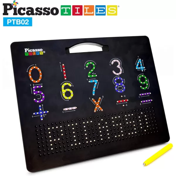 Picasso Toys Magnetic Drawing Board 12x10 inch Large 748 Bead Magnet Tablet Pad Erasable Reusable Writing Playboard STEM Toys Educational Playset OpenEnded Learning Kit Child Brain Development PTB01Alphabetmath