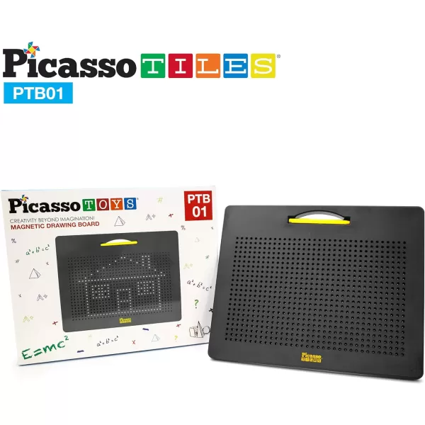 Picasso Toys Magnetic Drawing Board 12x10 inch Large 748 Bead Magnet Tablet Pad Erasable Reusable Writing Playboard STEM Toys Educational Playset OpenEnded Learning Kit Child Brain Development PTB01FreeBlk