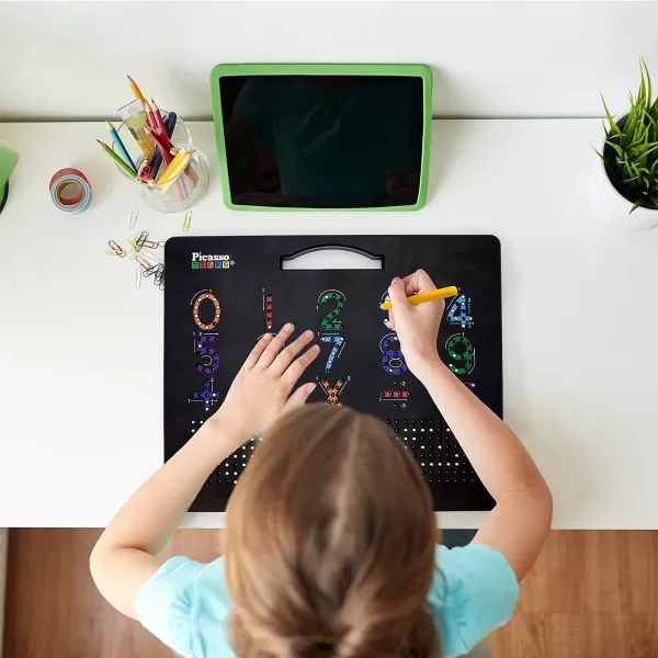 Picasso Toys Magnetic Drawing Board 12x10 inch Large 748 Bead Magnet Tablet Pad Erasable Reusable Writing Playboard STEM Toys Educational Playset OpenEnded Learning Kit Child Brain Development PTB01Alphabetmath