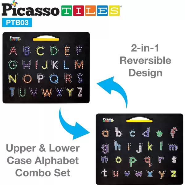 Picasso Toys Magnetic Drawing Board 12x10 inch Large 748 Bead Magnet Tablet Pad Erasable Reusable Writing Playboard STEM Toys Educational Playset OpenEnded Learning Kit Child Brain Development PTB01DualApphabet