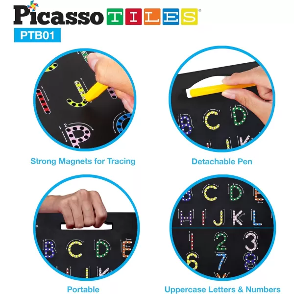 Picasso Toys Magnetic Drawing Board 12x10 inch Large 748 Bead Magnet Tablet Pad Erasable Reusable Writing Playboard STEM Toys Educational Playset OpenEnded Learning Kit Child Brain Development PTB01DualApphabet