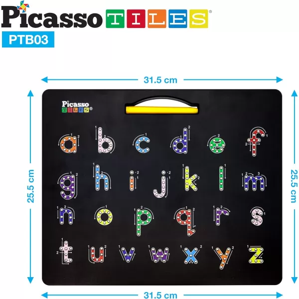 Picasso Toys Magnetic Drawing Board 12x10 inch Large 748 Bead Magnet Tablet Pad Erasable Reusable Writing Playboard STEM Toys Educational Playset OpenEnded Learning Kit Child Brain Development PTB01DualApphabet