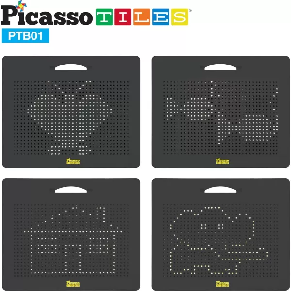 Picasso Toys Magnetic Drawing Board 12x10 inch Large 748 Bead Magnet Tablet Pad Erasable Reusable Writing Playboard STEM Toys Educational Playset OpenEnded Learning Kit Child Brain Development PTB01FreeBlk