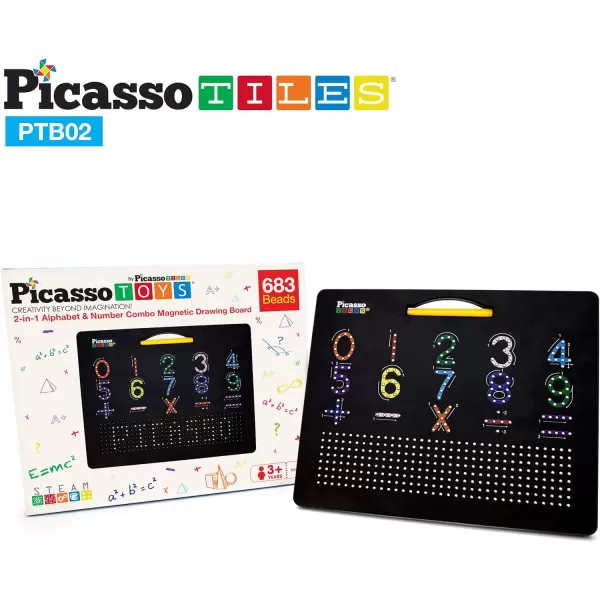Picasso Toys Magnetic Drawing Board 12x10 inch Large 748 Bead Magnet Tablet Pad Erasable Reusable Writing Playboard STEM Toys Educational Playset OpenEnded Learning Kit Child Brain Development PTB01Alphabetmath