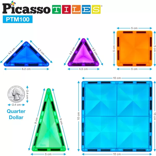 PicassoTiles 100 Pieces Magnetic Tiles Building Blocks Mini Size Diamond Series Magnet Toys Travel Size OnTheGo Construction Sensory Toys Gifts Educational Set STEM Learning Kit Playset PTM100PicassoTiles 100 Pieces Magnetic Tiles Building Blocks Mini Size Diamond Series Magnet Toys Travel Size OnTheGo Construction Sensory Toys Gifts Educational Set STEM Learning Kit Playset PTM100