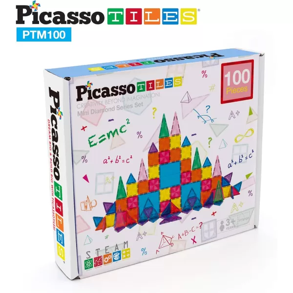 PicassoTiles 100 Pieces Magnetic Tiles Building Blocks Mini Size Diamond Series Magnet Toys Travel Size OnTheGo Construction Sensory Toys Gifts Educational Set STEM Learning Kit Playset PTM100PicassoTiles 100 Pieces Magnetic Tiles Building Blocks Mini Size Diamond Series Magnet Toys Travel Size OnTheGo Construction Sensory Toys Gifts Educational Set STEM Learning Kit Playset PTM100