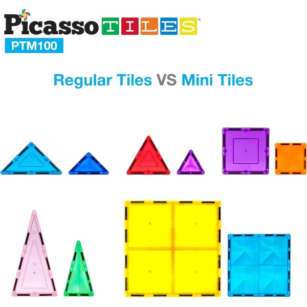 PicassoTiles 100 Pieces Magnetic Tiles Building Blocks Mini Size Diamond Series Magnet Toys Travel Size OnTheGo Construction Sensory Toys Gifts Educational Set STEM Learning Kit Playset PTM100PicassoTiles 100 Pieces Magnetic Tiles Building Blocks Mini Size Diamond Series Magnet Toys Travel Size OnTheGo Construction Sensory Toys Gifts Educational Set STEM Learning Kit Playset PTM100