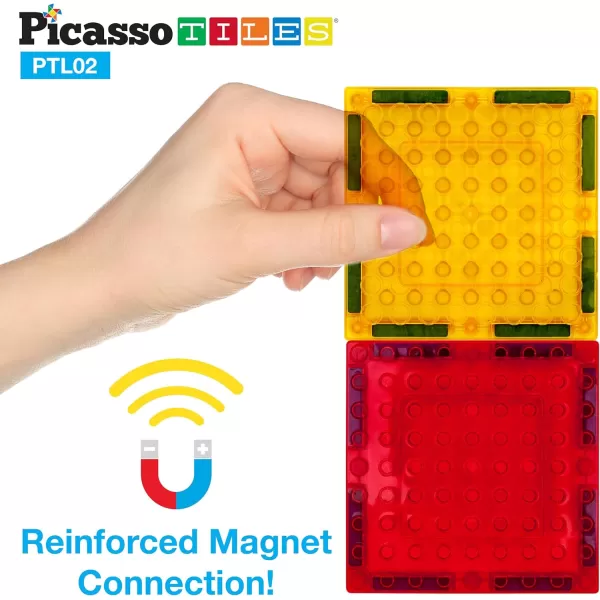 PicassoTiles 12pcs Magnetic Brick Tiles STEM Creative Magnetic Tiles Building Block Set Building Brick Construction Toy Socket Spikes Toys Accessory Educational Imaginative Learning Kit Stacking SetPTL02