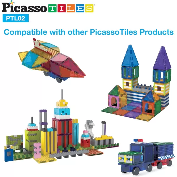 PicassoTiles 12pcs Magnetic Brick Tiles STEM Creative Magnetic Tiles Building Block Set Building Brick Construction Toy Socket Spikes Toys Accessory Educational Imaginative Learning Kit Stacking SetPTL02