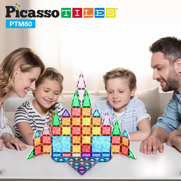 PicassoTiles 30 Piece Magnetic Tiles Building Blocks Mini Size Diamond Series Magnet Toys Travel Size OnTheGo Magnet Construction Sensory Toys Gifts Educational Set STEM Learning Kit Playset PTM3080pc