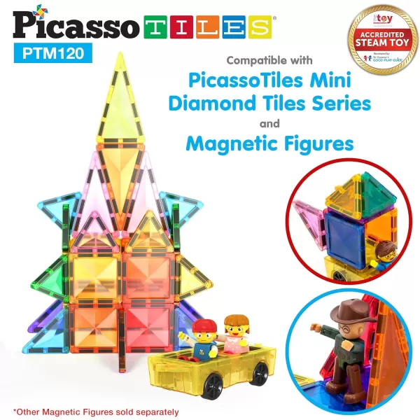 PicassoTiles 30 Piece Magnetic Tiles Building Blocks Mini Size Diamond Series Magnet Toys Travel Size OnTheGo Magnet Construction Sensory Toys Gifts Educational Set STEM Learning Kit Playset PTM30120pc