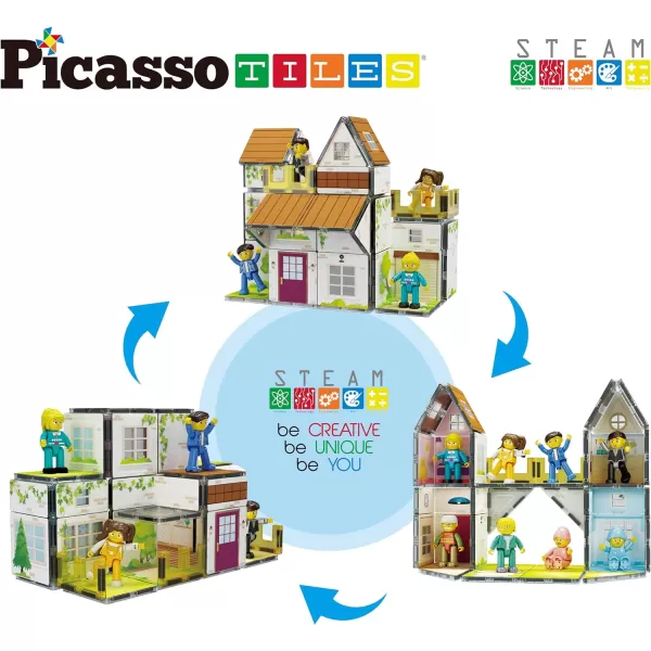 PicassoTiles Magnet Tile Building Block Family Homestead Doll House Theme Playset 8 Character Action Figures Double Sided Magnetic Tiles Printing STEM Education Learning Kit Toy Set Kids Ages 3 PTQ06PicassoTiles Magnet Tile Building Block Family Homestead Doll House Theme Playset 8 Character Action Figures Double Sided Magnetic Tiles Printing STEM Education Learning Kit Toy Set Kids Ages 3 PTQ06