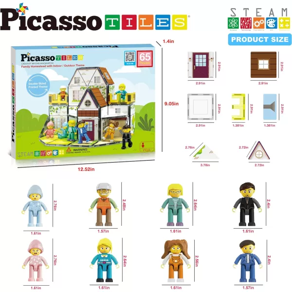 PicassoTiles Magnet Tile Building Block Family Homestead Doll House Theme Playset 8 Character Action Figures Double Sided Magnetic Tiles Printing STEM Education Learning Kit Toy Set Kids Ages 3 PTQ06PicassoTiles Magnet Tile Building Block Family Homestead Doll House Theme Playset 8 Character Action Figures Double Sided Magnetic Tiles Printing STEM Education Learning Kit Toy Set Kids Ages 3 PTQ06