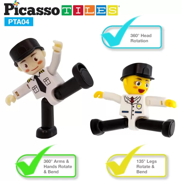 PicassoTiles Magnetic 15 Piece Character Action Figures Toddler Toy Set Magnet Expansion Variety Pack Educational Addon STEM Learning Kit Pretend Playset for Construction Building Block Tiles PTA15Aircraft