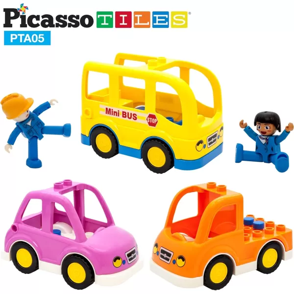 PicassoTiles Magnetic 15 Piece Character Action Figures Toddler Toy Set Magnet Expansion Variety Pack Educational Addon STEM Learning Kit Pretend Playset for Construction Building Block Tiles PTA15Vehicle