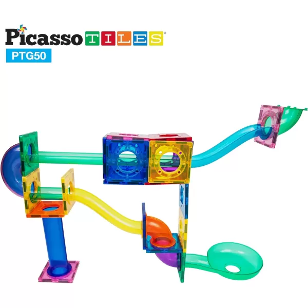PicassoTiles Marble Run 100 Piece Magnetic Tile Race Track Toy Play Set STEM Building amp Learning Educational Magnet Construction Child Brain Development Kit Boys Girls Age 3 4 5 6 7 8 Years Old ToysPTG50