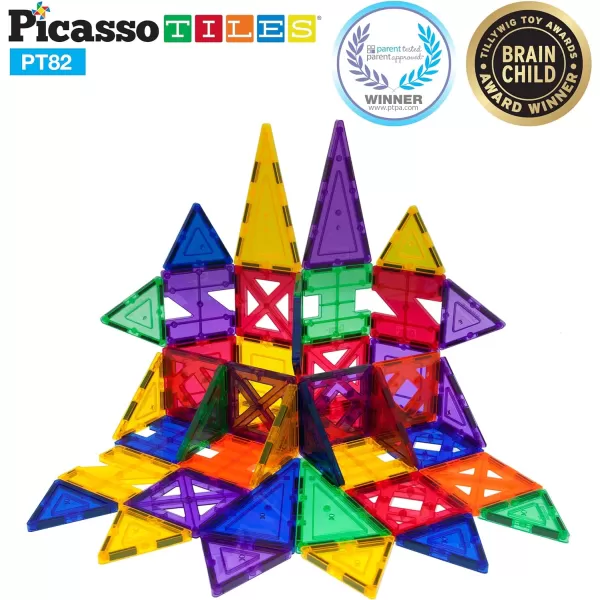 PicassoTiles PT82 Creativity Set Magnet Building Tiles Clear Color Magnetic 3D Building Block  Creativity Beyond Imagination Educational Inspirational Conventional RecreationalPicassoTiles PT82 Creativity Set Magnet Building Tiles Clear Color Magnetic 3D Building Block  Creativity Beyond Imagination Educational Inspirational Conventional Recreational