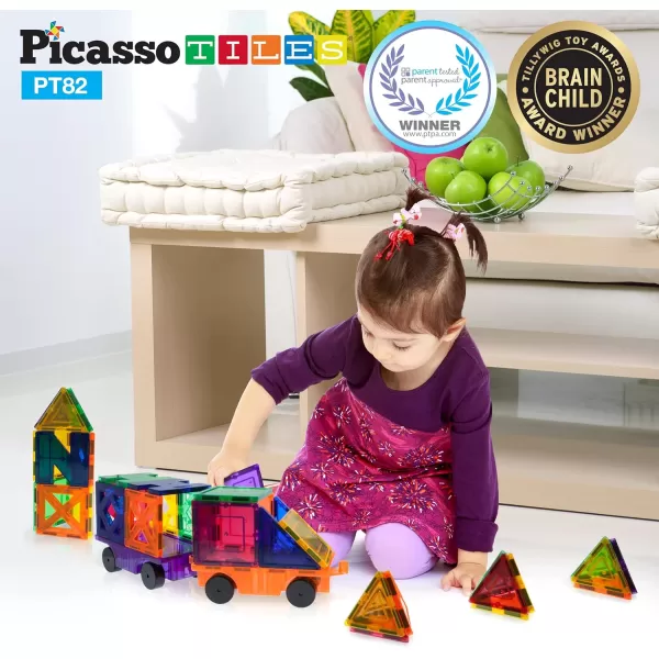 PicassoTiles PT82 Creativity Set Magnet Building Tiles Clear Color Magnetic 3D Building Block  Creativity Beyond Imagination Educational Inspirational Conventional RecreationalPicassoTiles PT82 Creativity Set Magnet Building Tiles Clear Color Magnetic 3D Building Block  Creativity Beyond Imagination Educational Inspirational Conventional Recreational