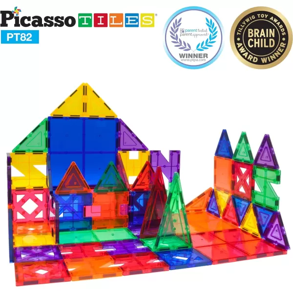 PicassoTiles PT82 Creativity Set Magnet Building Tiles Clear Color Magnetic 3D Building Block  Creativity Beyond Imagination Educational Inspirational Conventional RecreationalPicassoTiles PT82 Creativity Set Magnet Building Tiles Clear Color Magnetic 3D Building Block  Creativity Beyond Imagination Educational Inspirational Conventional Recreational