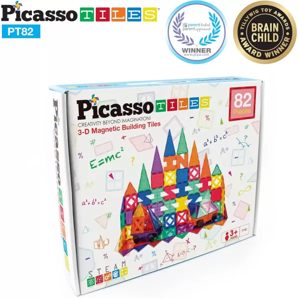 PicassoTiles PT82 Creativity Set Magnet Building Tiles Clear Color Magnetic 3D Building Block  Creativity Beyond Imagination Educational Inspirational Conventional RecreationalPicassoTiles PT82 Creativity Set Magnet Building Tiles Clear Color Magnetic 3D Building Block  Creativity Beyond Imagination Educational Inspirational Conventional Recreational