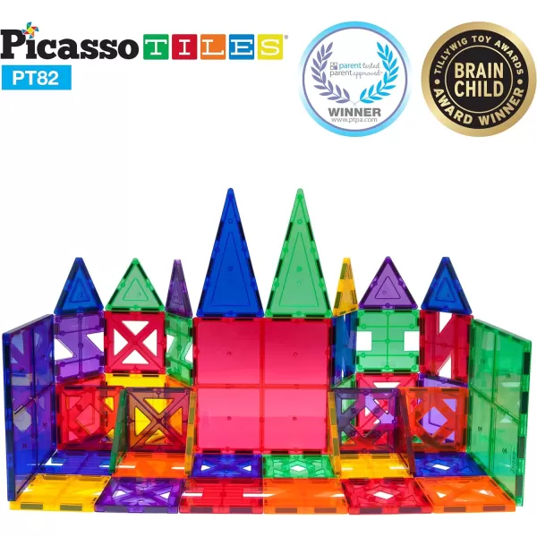 PicassoTiles PT82 Creativity Set Magnet Building Tiles Clear Color Magnetic 3D Building Block  Creativity Beyond Imagination Educational Inspirational Conventional RecreationalPicassoTiles PT82 Creativity Set Magnet Building Tiles Clear Color Magnetic 3D Building Block  Creativity Beyond Imagination Educational Inspirational Conventional Recreational