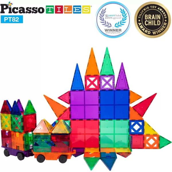 PicassoTiles PT82 Creativity Set Magnet Building Tiles Clear Color Magnetic 3D Building Block  Creativity Beyond Imagination Educational Inspirational Conventional RecreationalPicassoTiles PT82 Creativity Set Magnet Building Tiles Clear Color Magnetic 3D Building Block  Creativity Beyond Imagination Educational Inspirational Conventional Recreational