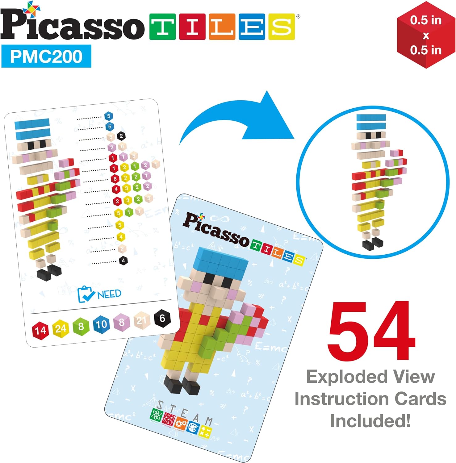 PicassoTiles 05 Pixel Magnetic Puzzle Cube 200 Piece Mix amp Match Cubes Sensory Toys STEAM Education Learning Building Block Magnets Children Construction Toy Set Stacking Magnet Creative Kit PMC200PicassoTiles 05 Pixel Magnetic Puzzle Cube 200 Piece Mix amp Match Cubes Sensory Toys STEAM Education Learning Building Block Magnets Children Construction Toy Set Stacking Magnet Creative Kit PMC200