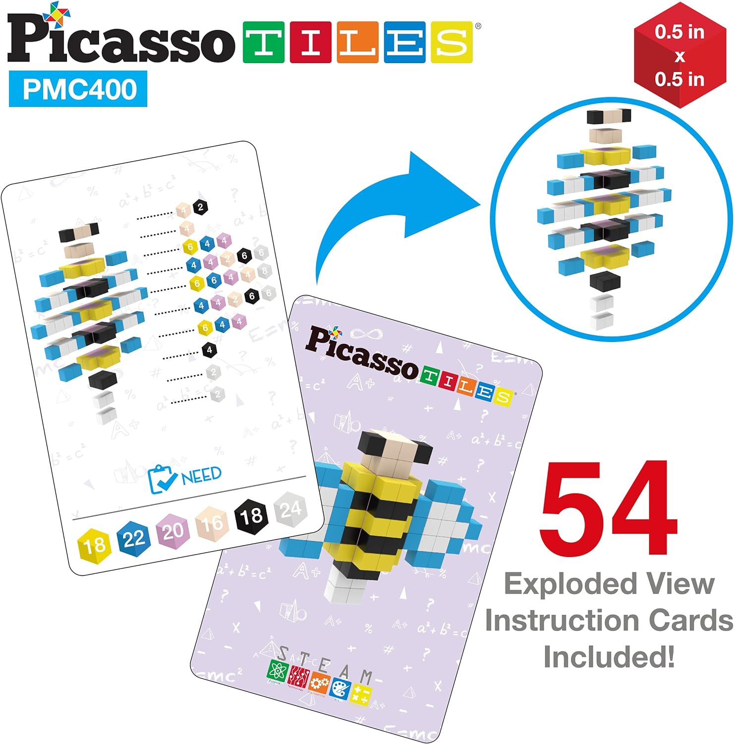 PicassoTiles 05 Pixel Magnetic Puzzle Cube 400 Piece Mix amp Match Cubes Sensory Toys STEAM Education Learning Building Block Magnets Children Construction Toy Set Stacking Magnet Creative Kit PMC400PicassoTiles 05 Pixel Magnetic Puzzle Cube 400 Piece Mix amp Match Cubes Sensory Toys STEAM Education Learning Building Block Magnets Children Construction Toy Set Stacking Magnet Creative Kit PMC400