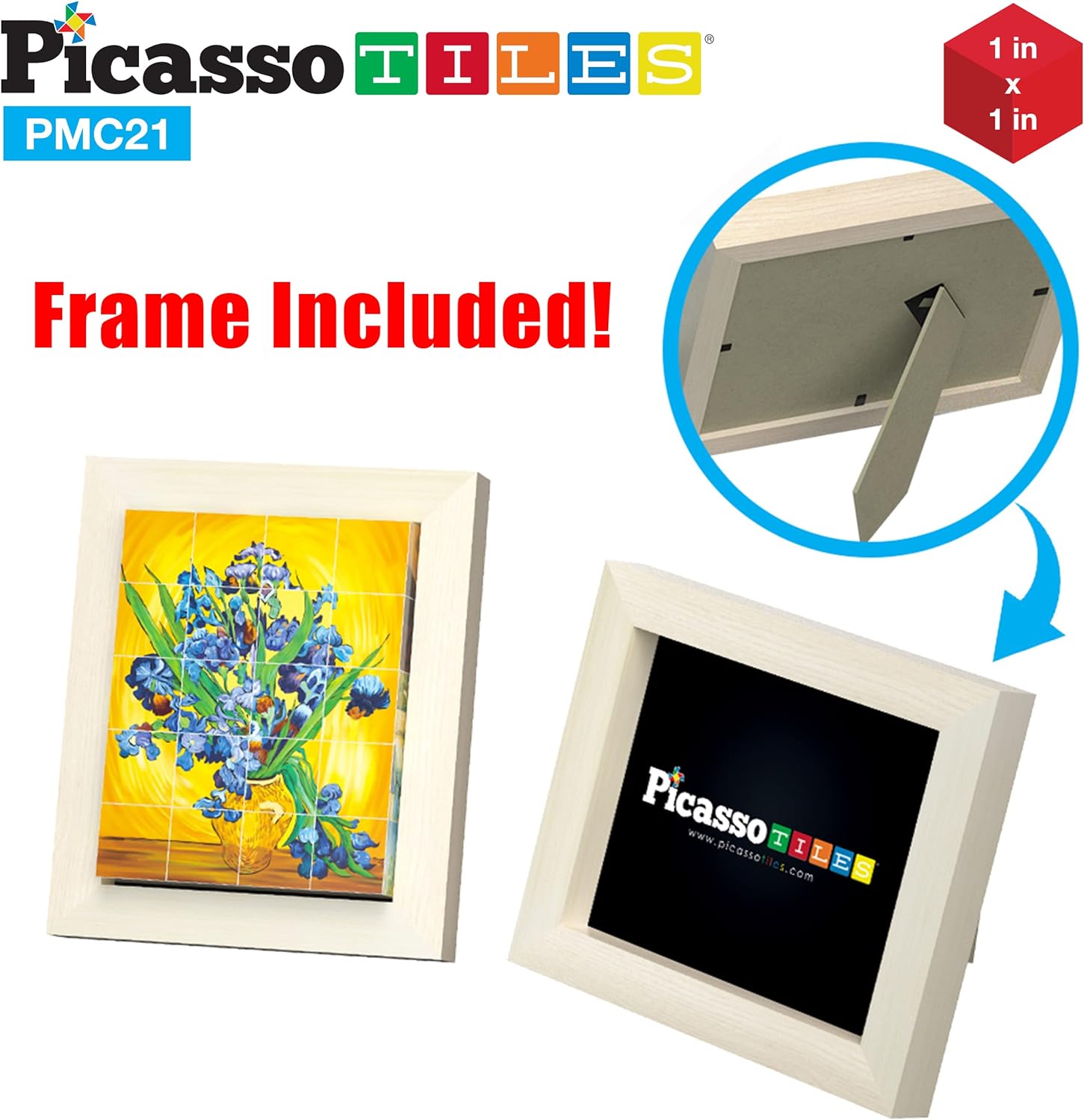 PicassoTiles 1 Magnetic Puzzle Building Cubes Blocks for kids Van Gogh puzzle Mona Lisa Hand puzzle kids toys 3 year old boy girl STEM toys Toddler TeenYoung ExplorersEducational Popular ArtFrameArt 20PC