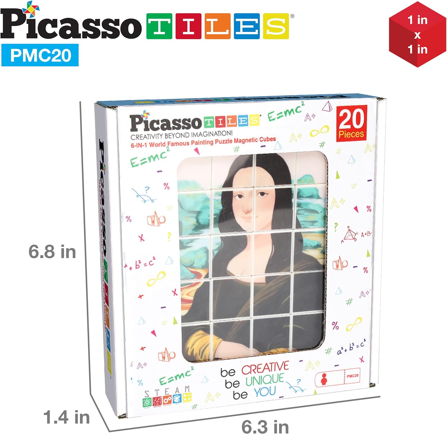 PicassoTiles 1 Magnetic Puzzle Building Cubes Blocks for kids Van Gogh puzzle Mona Lisa Hand puzzle kids toys 3 year old boy girl STEM toys Toddler TeenYoung ExplorersEducational Popular ArtArt 20PC