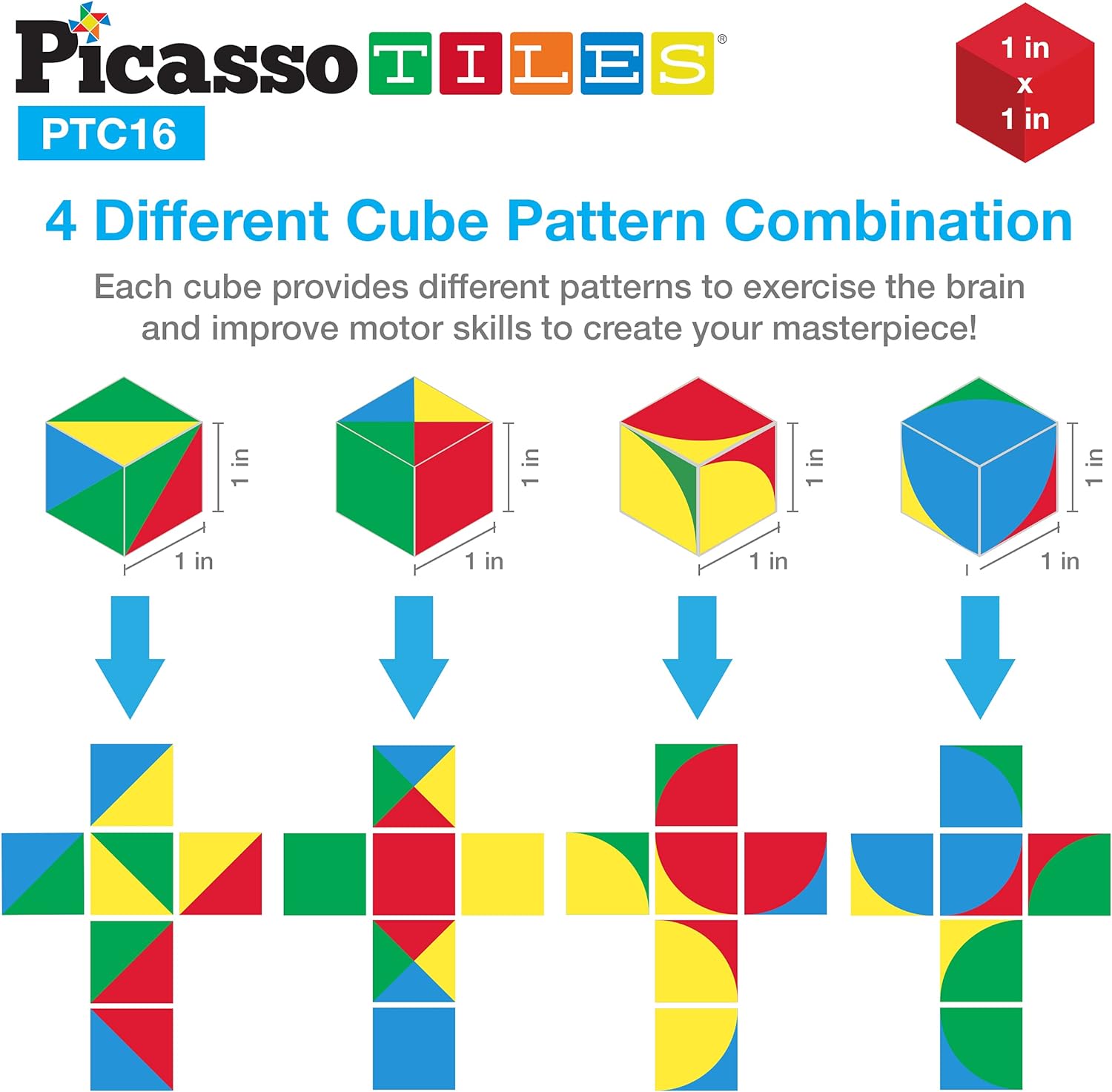 PicassoTiles 1 Magnetic Puzzle Building Cubes Blocks for kids Van Gogh puzzle Mona Lisa Hand puzzle kids toys 3 year old boy girl STEM toys Toddler TeenYoung ExplorersEducational Popular ArtGeo2 16PC