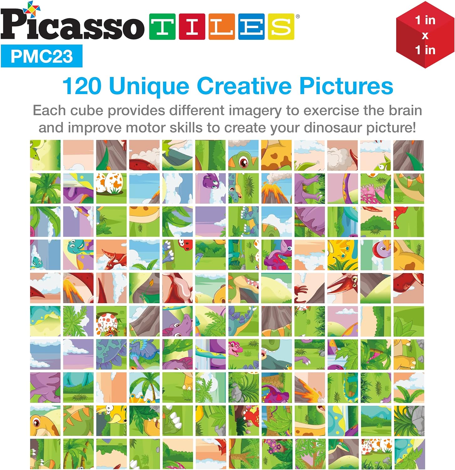 PicassoTiles 1 Magnetic Puzzle Building Cubes Blocks for kids Van Gogh puzzle Mona Lisa Hand puzzle kids toys 3 year old boy girl STEM toys Toddler TeenYoung ExplorersEducational Popular ArtDinosaur 20PC